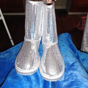 Silver sequin boots size 11